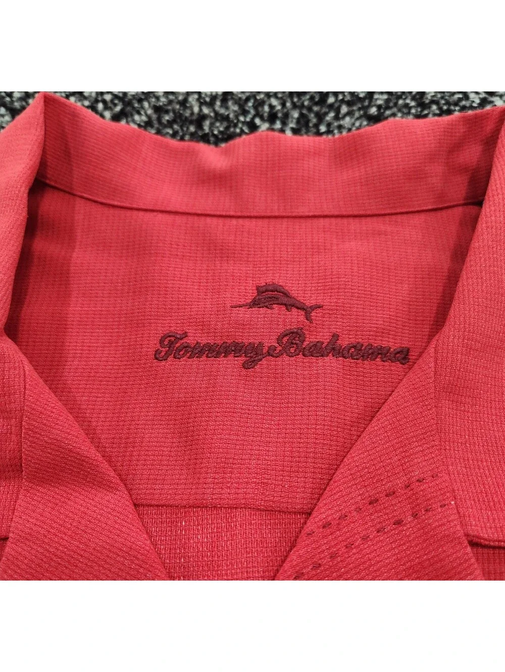 Tommy Bahama IslandZone Mens XL Red Silk Blend Textured Short Sleeve Camp Shirt
